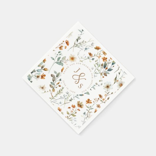 Wilde Blume Boho Hochzeit Serviette (Ecke)