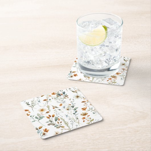 Wilde Blume Boho Rechteckiger Pappuntersetzer (Vor Ort)