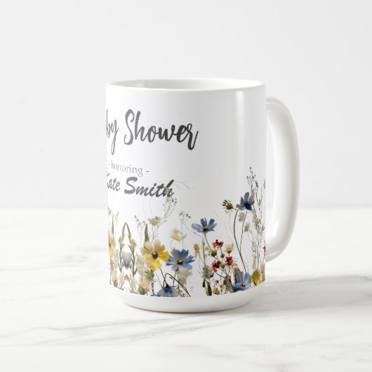 Wilde Blume Botanical Boho Babydusche Kaffeetasse (VorderseiteRechts)