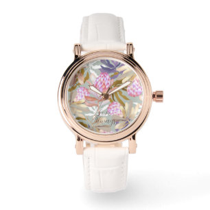 Wilde Blume Botanischer Protea Armbanduhr