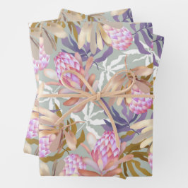 Wilde Blume Botanischer Protea Geschenkpapier Set