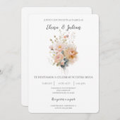 Wilde Blume Bouquet Spanische Hochzeit Einladung (Vorne/Hinten)