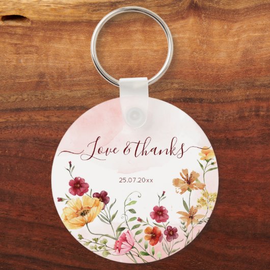 Wilde Blume Brautparty bevorzugt personalisiert Schlüsselanhänger (Rückseite)