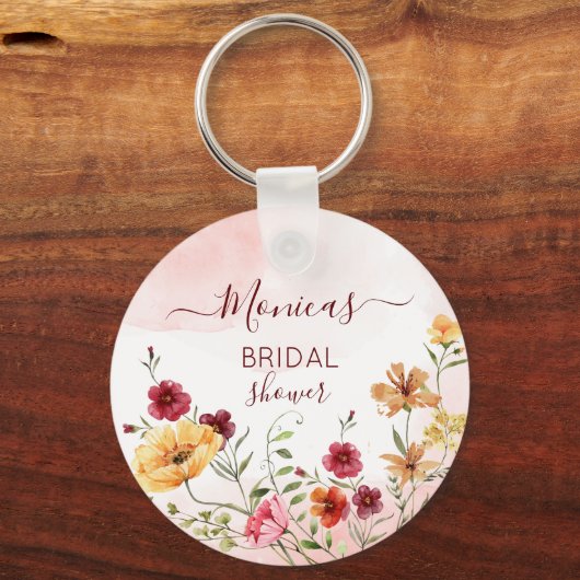 Wilde Blume Brautparty bevorzugt personalisiert Schlüsselanhänger (Vorderseite)