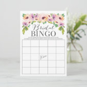 Wilde Blume Brautparty Bingo Game Einladung (Stehend Vorderseite)