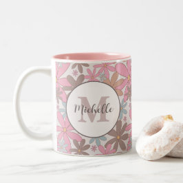 Wilde Blume Daisy Personalisiert mit Name Floral Zweifarbige Tasse