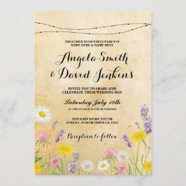 Wilde Blume, die Vintage Lichter heiraten, einlade Einladung