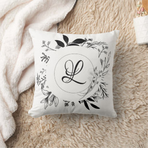 Wilde Blume Doodles Monogram Design Kissen