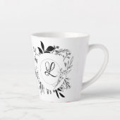 Wilde Blume Doodles Monogramm Latte Tasse (Rechts)