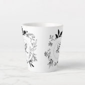 Wilde Blume Doodles Monogramm Latte Tasse (Vorderseite)