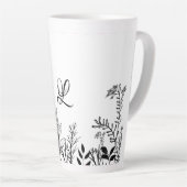 Wilde Blume Doodles Monogramm Latte Tasse (Rechte Ecke)