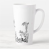 Wilde Blume Doodles Monogramm Latte Tasse (Rechts)