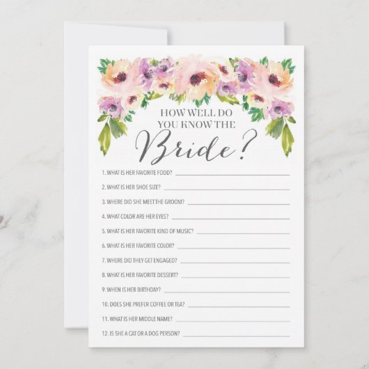 Wilde Blume Doppelseitiges Brautparty Einladung (Rückseite)