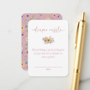 Wilde Blume Einfarbig Rosa Babyparty-Windel-Raffle Begleitkarte
