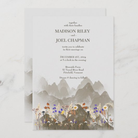 Wilde Blume einladen Einladung (Vorne/Hinten)