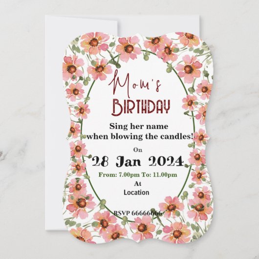 Wilde Blume Einladung (Vorderseite)