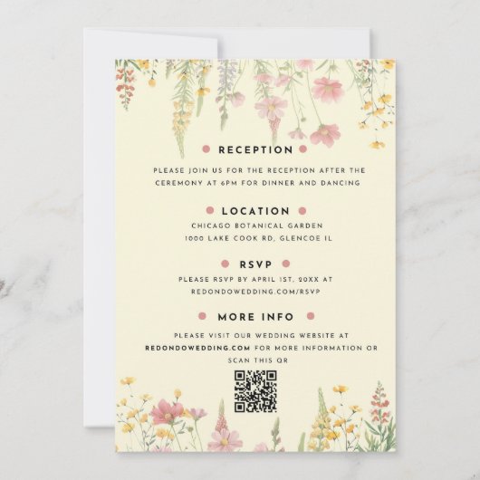 Wilde Blume Einladung zur Hochzeit (Rückseite)