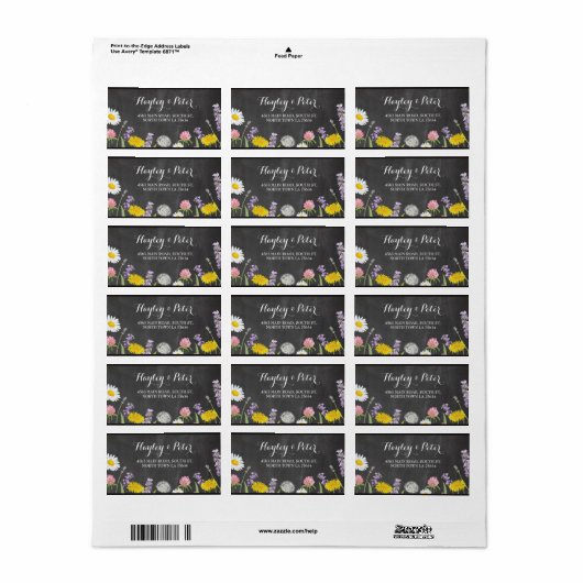 Wilde Blume Elegante Chalk-Adressenaufkleber Adressaufkleber (Vorne)