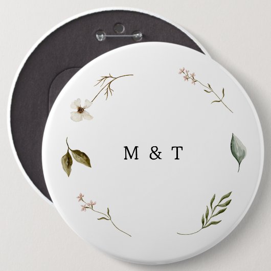 Wilde Blume elegante und blumengeschmückte Dekorat Button (Vorne & Hinten)