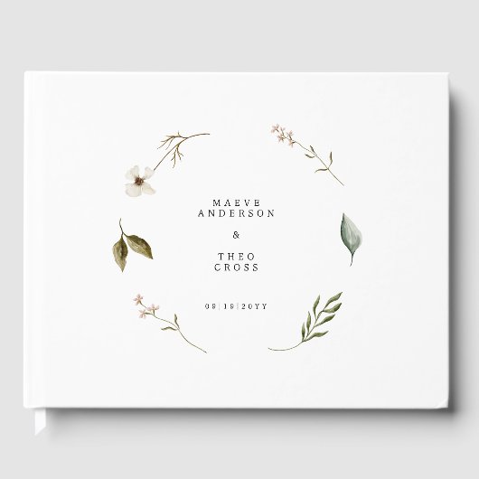 Wilde Blume elegante und blumengeschmückte Dekorat Gästebuch (Vorderseite)