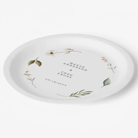 Wilde Blume elegante und blumengeschmückte Dekorat Pappteller (Schrägansicht)