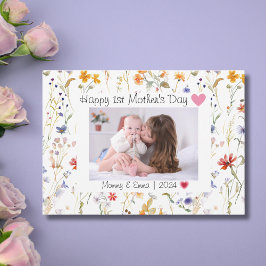 Wilde Blume elegantes First Mother's Day Foto Dankeskarte