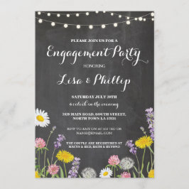 Wilde Blume Engagement Party Chalk Dusche einladen Einladung