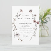 Wilde Blume Fall Wreath Bridal Dusche Einladung (Stehend Vorderseite)