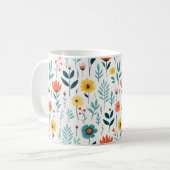 Wilde Blume Farbiges Muster Kaffeetasse (Vorderseite Links)