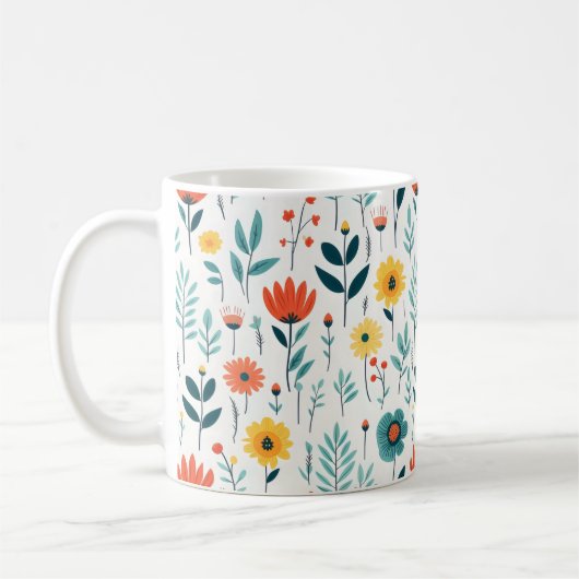 Wilde Blume Farbiges Muster Kaffeetasse (Links)