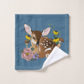 Wilde Blume Fawn Blue Badhandtuch Set (Waschlappen)