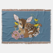 Wilde Blume Fawn Blue Decke (Vorderseite)