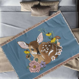 Wilde Blume Fawn Blue Decke