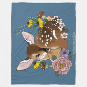 Wilde Blume Fawn Blue Fleecedecke (Vorderseite)