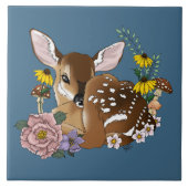 Wilde Blume Fawn Blue Fliese (Vorderseite)