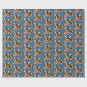 Wilde Blume Fawn Blue Geschenkpapier (Flach)