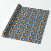 Wilde Blume Fawn Blue Geschenkpapier (Ungerollt)