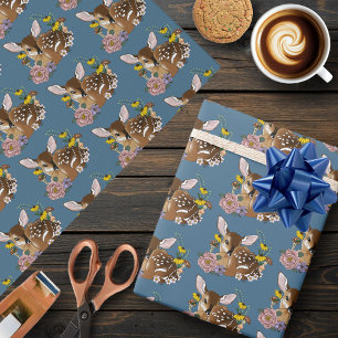 Wilde Blume Fawn Blue Geschenkpapier
