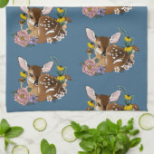 Wilde Blume Fawn Blue Geschirrtuch (Gefaltet)