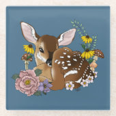 Wilde Blume Fawn Blue Glasuntersetzer (Vorderseite)