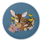 Wilde Blume Fawn Blue Keramikknauf (Vorderseite)