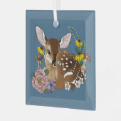 Wilde Blume Fawn Blue Ornament Aus Glas (Vorderseite links)