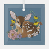 Wilde Blume Fawn Blue Ornament Aus Glas (Vorderseite)