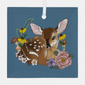 Wilde Blume Fawn Blue Ornament Aus Glas (Rückseite)