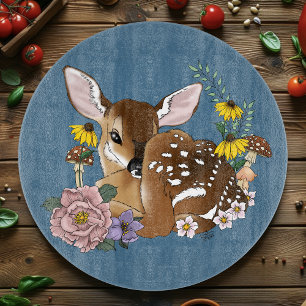 Wilde Blume Fawn Blue Schneidebrett