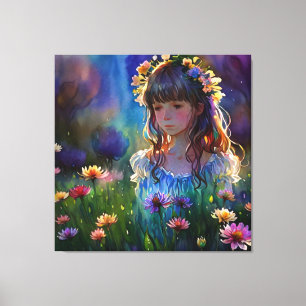 *~ Wilde Blume Feld AP56 Girl Art Malerei Leinwanddruck