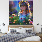 *~ Wilde Blume Feld AP56 Girl Art Malerei Leinwanddruck (Insitu (Schlafzimmer))