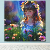 *~ Wilde Blume Feld AP56 Girl Art Malerei Leinwanddruck (Insitu (Holzboden))