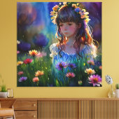 *~ Wilde Blume Feld AP56 Girl Art Malerei Leinwanddruck (Insitu (Wohnzimmer))