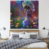 *~ Wilde Blume Feld AP56 Umbrella Girl Leinwanddruck (Insitu (Schlafzimmer))